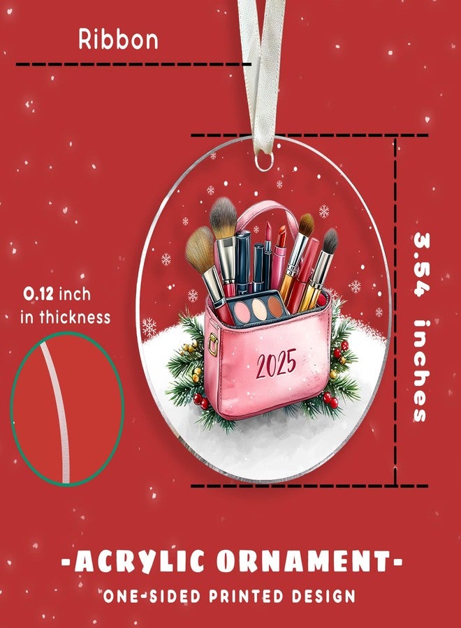 HUNIGIFT Makeup Ornament - Makeup Tool Ornaments for Christmas Tree - Lipstick Eyelash Brush Cosmetology Ornaments for Girls, Teenagers, Beauticians, Beauty Lovers - Acrylic Make-Up Artist Ornament - Image 2